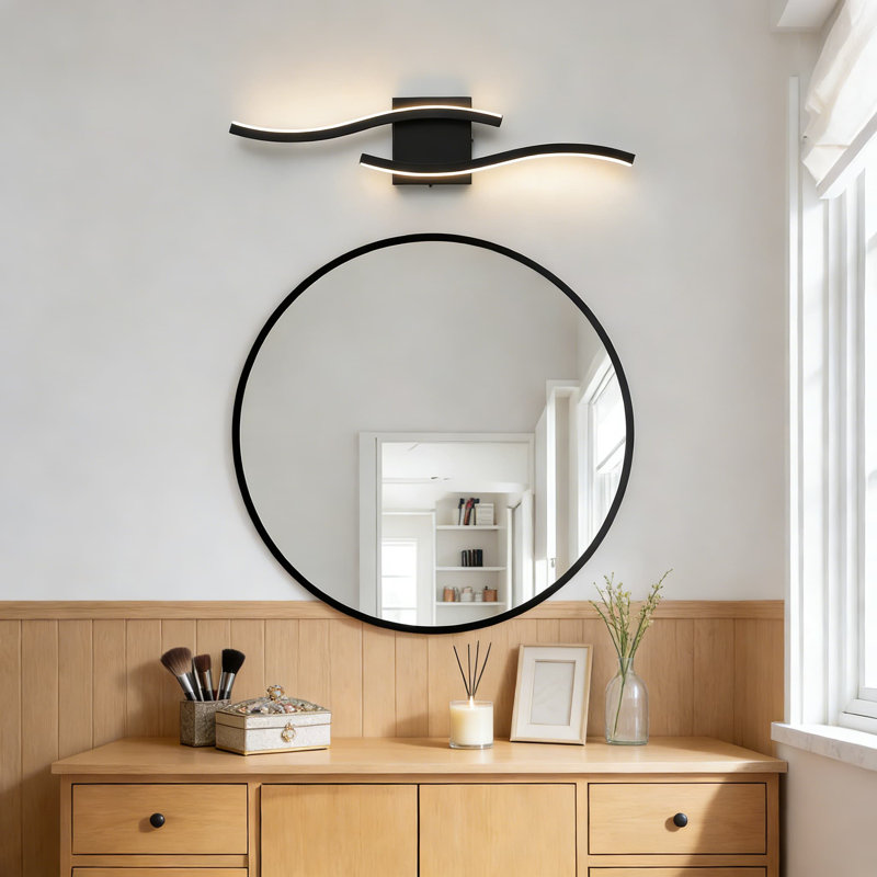 23.6 Inch Modern LED Bathroom Vanity Light Over Mirror, 5CCT Dimmable Wall Sconce With Wavy Design, Energy-Saving Fixture For Bathroom, Bedroom, And Living Room