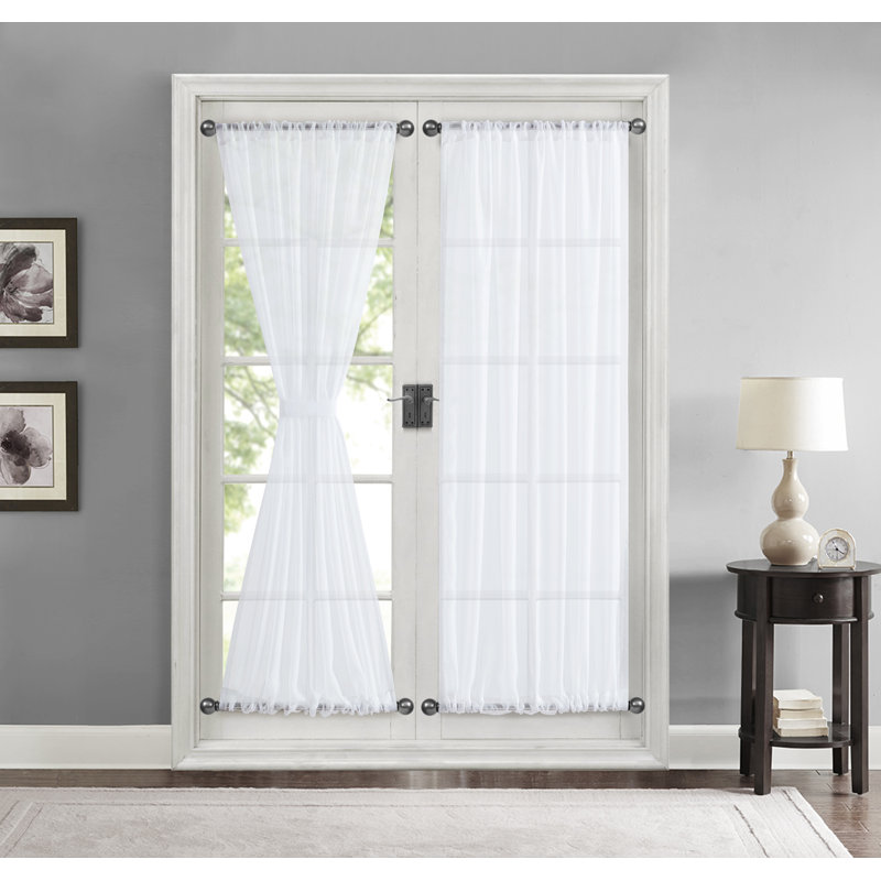 Giovanni Sheer French Door Curtain Pair, 54" W x 72" L, White