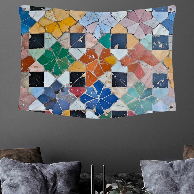 Tapisserie murale mosaïque - décoration murale abstraite, H 50 po x l 60 po