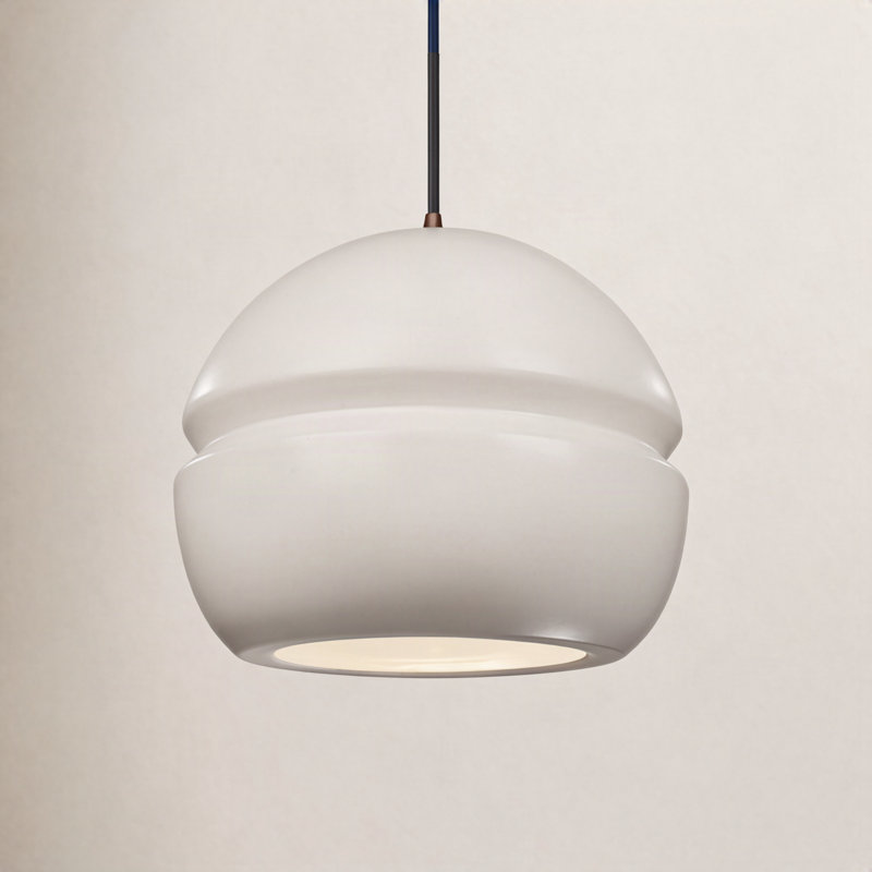Logan Dimmable Globe Single Light Pendant, Gloss White, Dark Bronze
