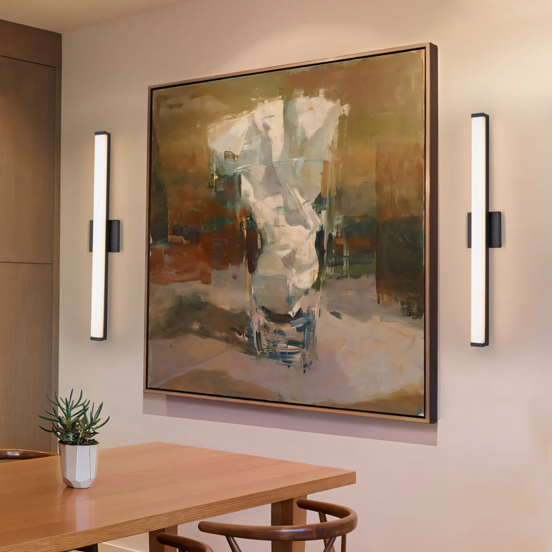 Applique murale d'intérieur 29,75 po avec éclairage en acrylique mat, 29,75 po de largeur , Noir mat, 20 W