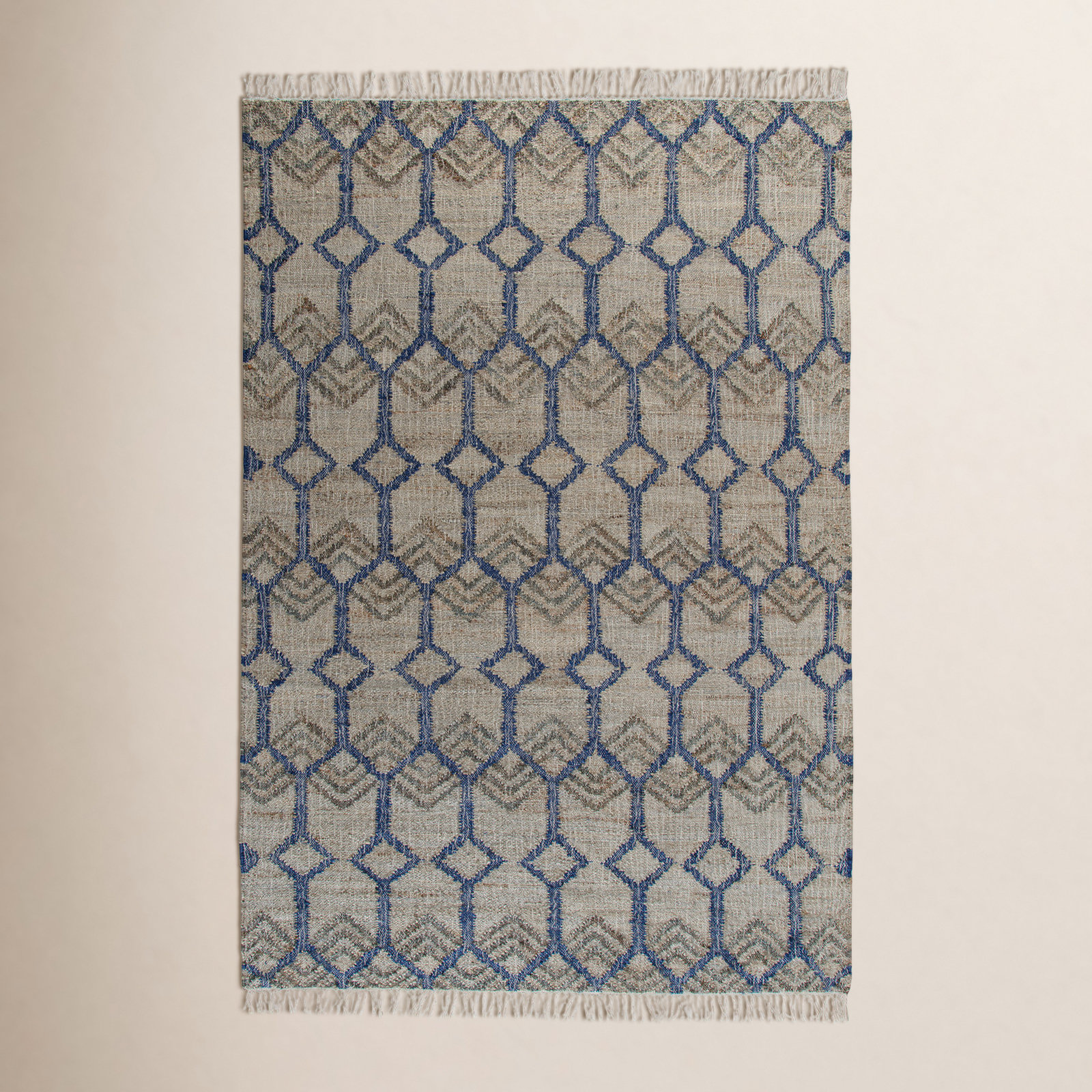 Duran Gray Hand-Loomed Geometric Jute Rug, Rectangle 4' x 6'