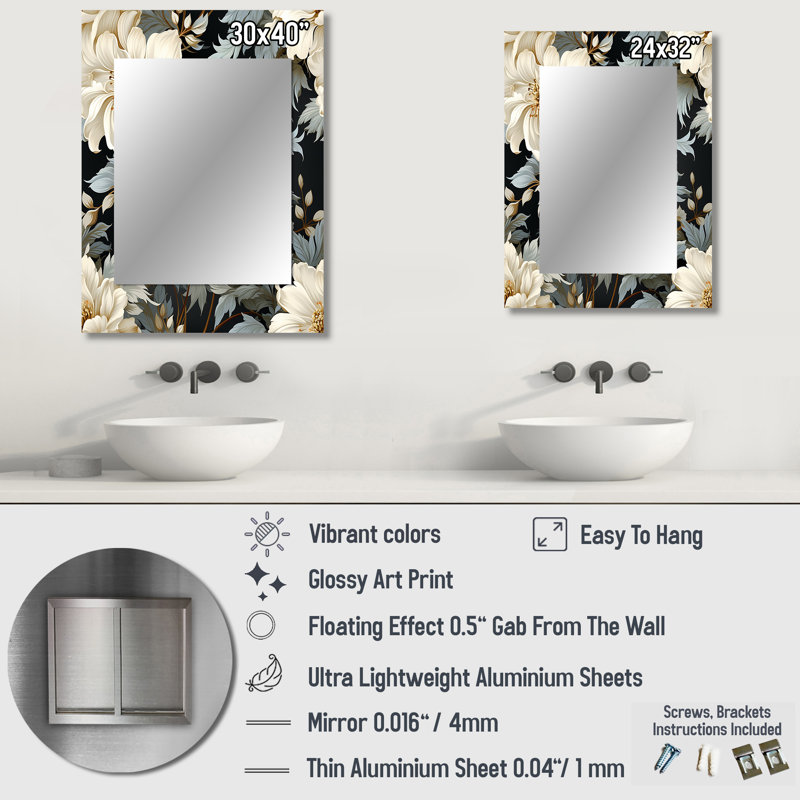 Larsen Urban Victorian Splendor Victorian Motif - Miroir mural floral, 32 po x 24 po