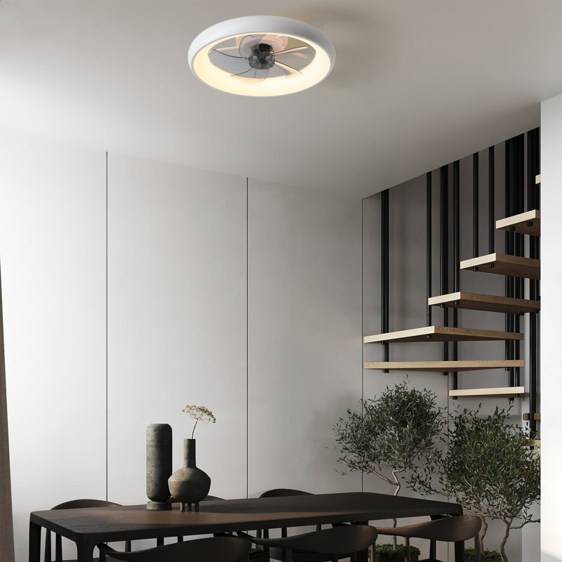 Ventilateur de plafond à 20 pales à DEL à 20 pales avec lumière incluse Way Day, Blanc