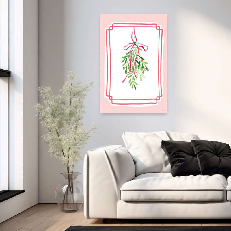 «Whimsy Mistletoe», art abstrait fantaisiste romantique, H 36 po x l 24 po