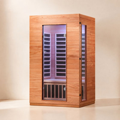 Hongyuan 2-Person Indoor BT Speaker Compatible FAR Infrared Sauna in Okoume & Hemlock with 6 Low EMF Carbon Heaters 