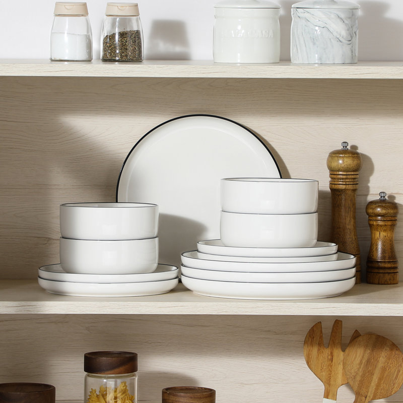 24-Piece Round Porcelain China Dinnerware Set, Service For 8