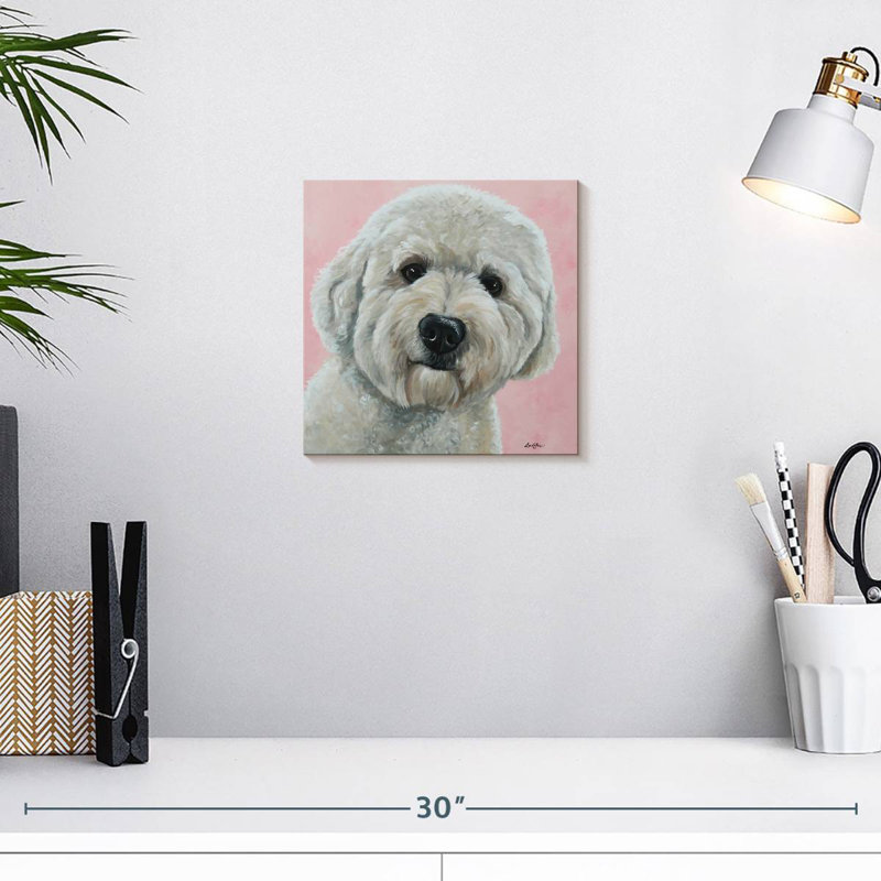 Crowle Labradoodle Hank sur fond rose, H 10 po x l 10 po