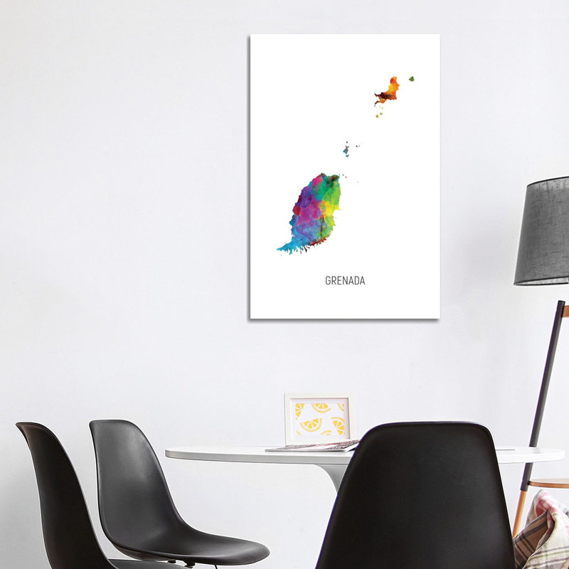 Grenada Map by Michael Tompsett - Wrapped Canvas Print, 101.6 cm H x 66.04 cm W x 1.91 cm D