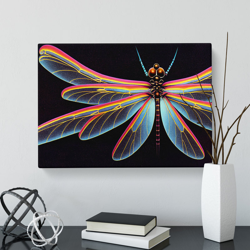 Chrome Dragonfly - Wrapped Canvas, 40cm H x 60cm W x 3cm D