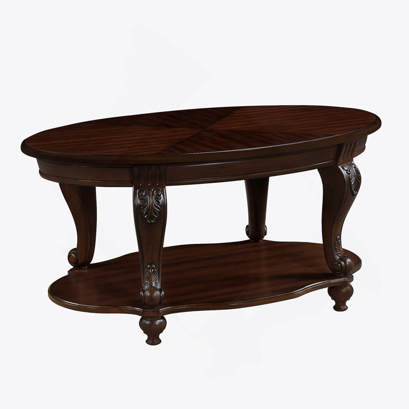 Mairie 42-inch Oval Wood Coffee Table, Cherry Wood, Cherry Wood