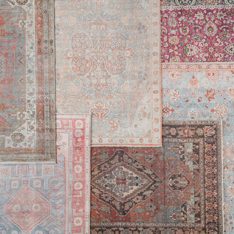 Tapis oriental orange / bleu, Rectangle 6 pi x 9 pi