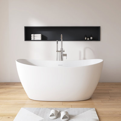 Baignoire de trempage autoportante en pierre artificielle à surface solide 55 po x 28 po