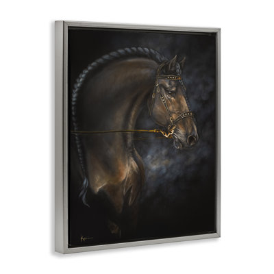 Cheval hippique expressif dans un cadre flottant, design par Lindsay Kivi Fine Art