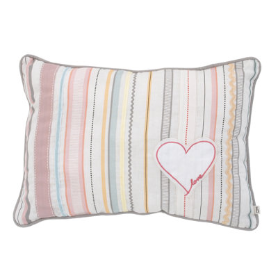 Appliqued Cotton Reversible Throw Pillow