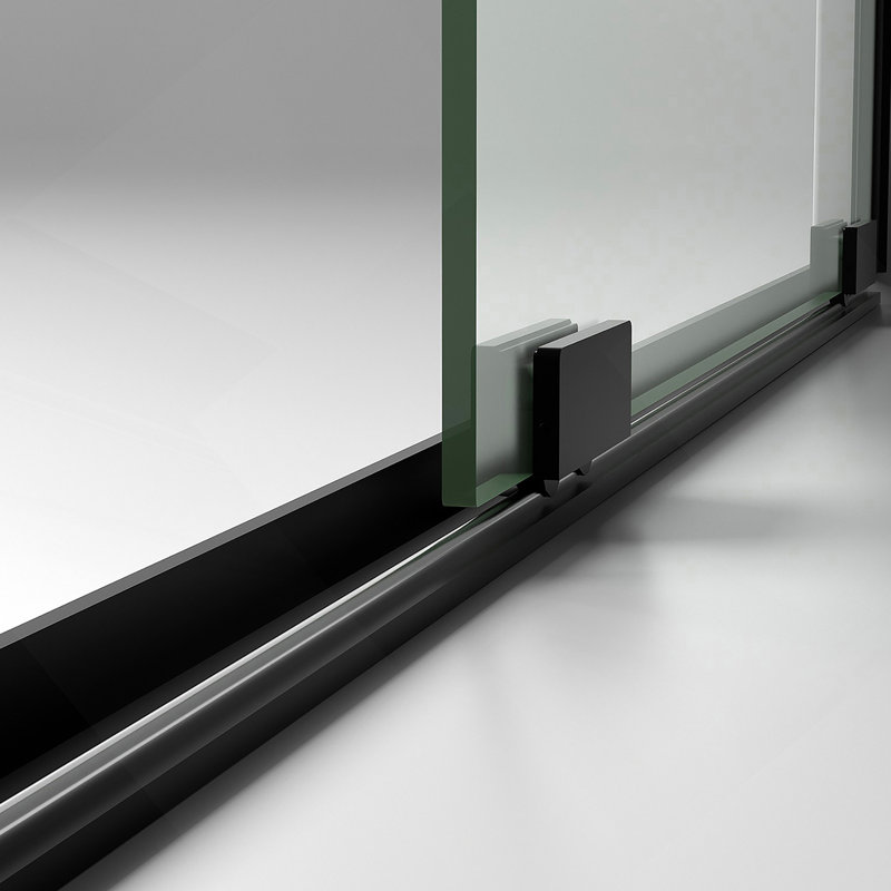 Porte de douche coulissante semi-sans cadre l 56 à 60 po x H 72 po, verre trempé transparent SCGG 5/16 po (8 mm), finition noir mat, largeur de coupe réglable de 4 po