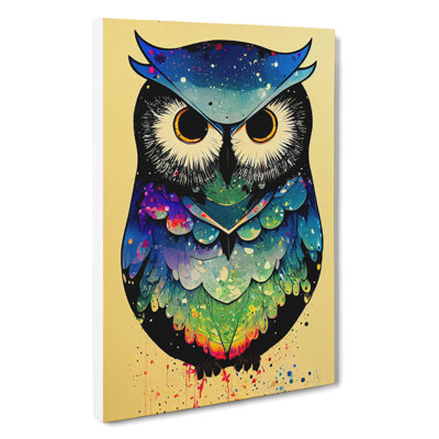 Paint Splashed Owl No.2 Abstract - Wrapped Canvas