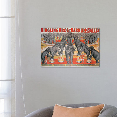 Barnum And Bailey Circus Poster by American School - Wrapped Canvas Print