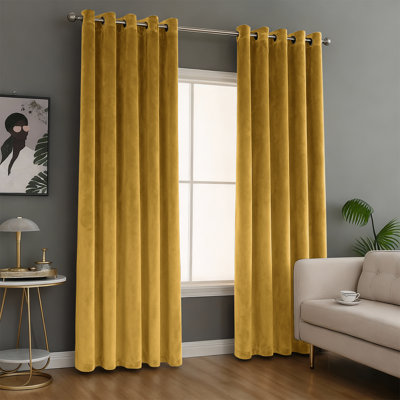 100% Velvet Blackout Curtains with Eyelets & Tie Backs