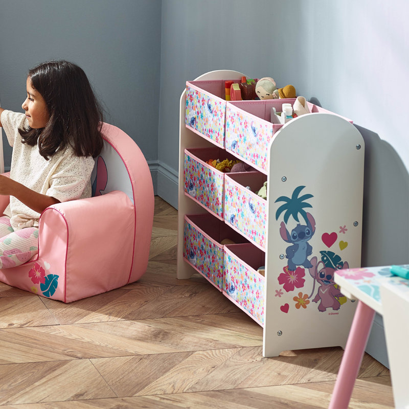 Disney Stitch Storage Unit - 6-Box Organizer for Bedroom - Made from Engineered Wood/Fabric/Metal - Easy Assembly and Clean Up