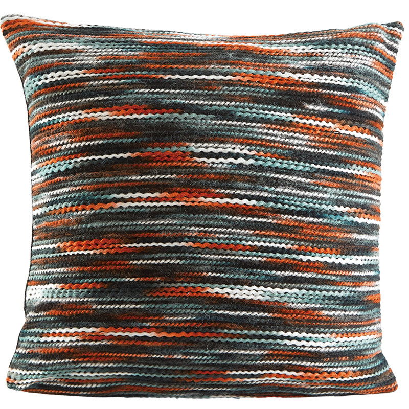 Chenille Accentuation Exotic Stripes Pattern Throw Pillow, Rust