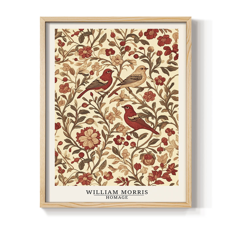 WM MORRIS Series CCLXXIV Framed Print - Solid Wood, Natural, 21" H x 17" W