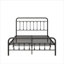 Structure de lit double en métal de style victorien pour chambre à coucher avec rangement sous le lit, ton noir, aucun sommier tapissier requis