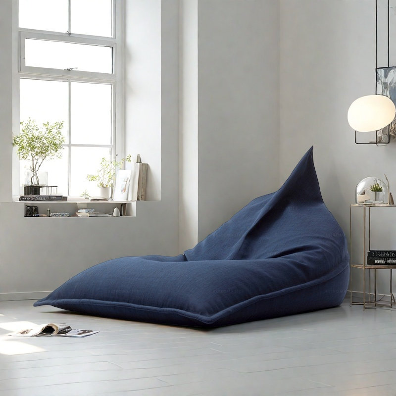 Fauteuil à billes simple et paresseux, Mélange de lin bleu