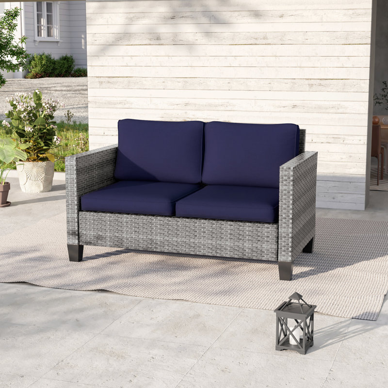 Canapé d'extérieur pour causeuse de patio, Gris, Marine