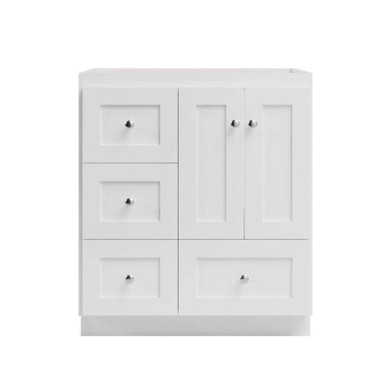 Shaker 30 in. W x 21 in. D x 34.5 in. H Bath Vanity Cabinet without Top in Winterset, Satin white