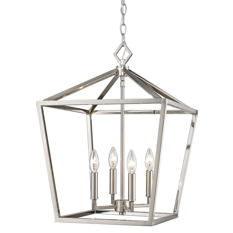 Lustre géométrique à 4 lumières Poisson, Nickel satiné