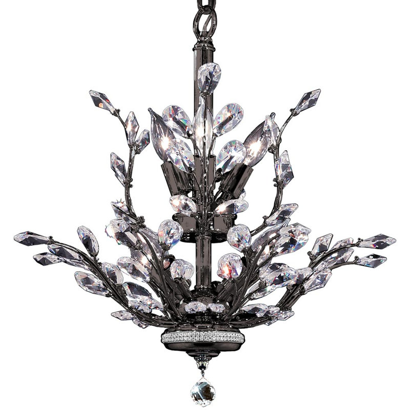 Florale 8 - Light Chandelier, Clear, Swarovski Spectra, Satin Black