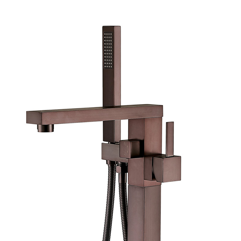 Robinet de baignoire autoportant en métal avec douche à main - Baignoire Flair bronze huilé