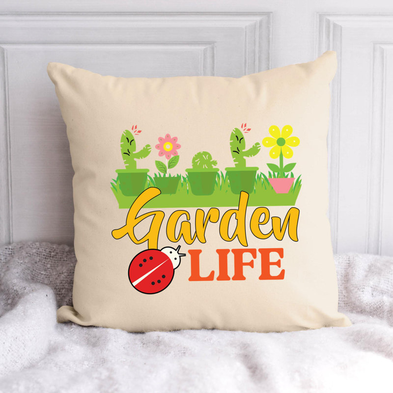 Citation amusante «Garden Lover» 143 - Coussin décoratif inclus, H 14 po x l 14 po