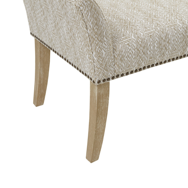 Alfordsville 49.5” Wide Upholstered Nailhead Bench, Taupe Multi/Natural