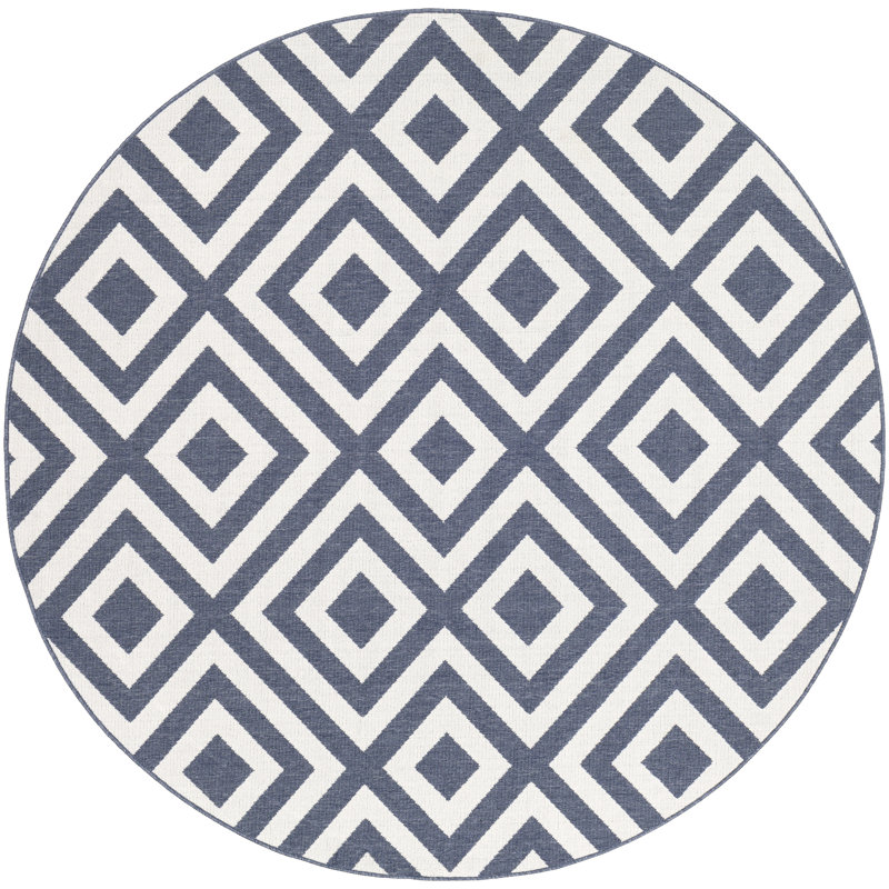 Tapis gris anthracite / blanc Derle, Rond 8 pi 9 po