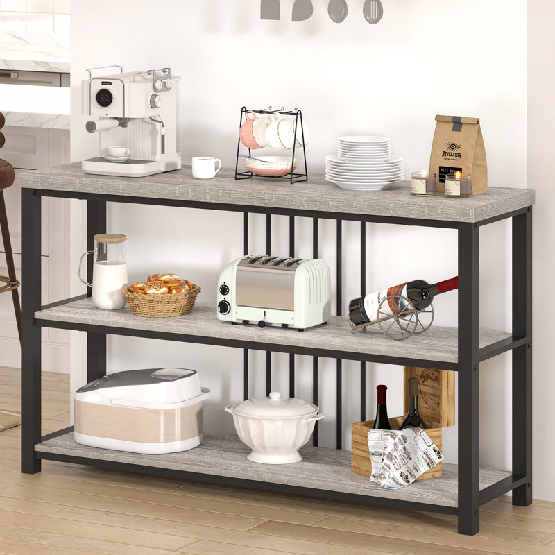 Hulste 47"W Console Table with Open Shelf Storage, Light Gray, Light Gray