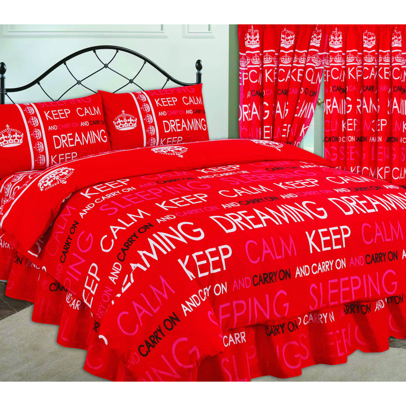 KEEP CALM Haglund Red White Black 132 TC Duvet Cover Set, Super King Duvet Cover + 2 Standard Pillowcases