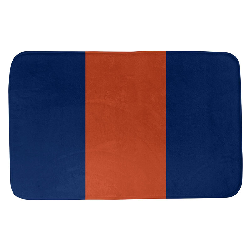 Memory Foam Non-Slip Bath Rug, 21" W x 34" L, Orange/Navy Blue