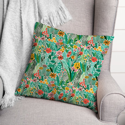 Jungle Floral Outdoor Square Pillow Cover & Insert