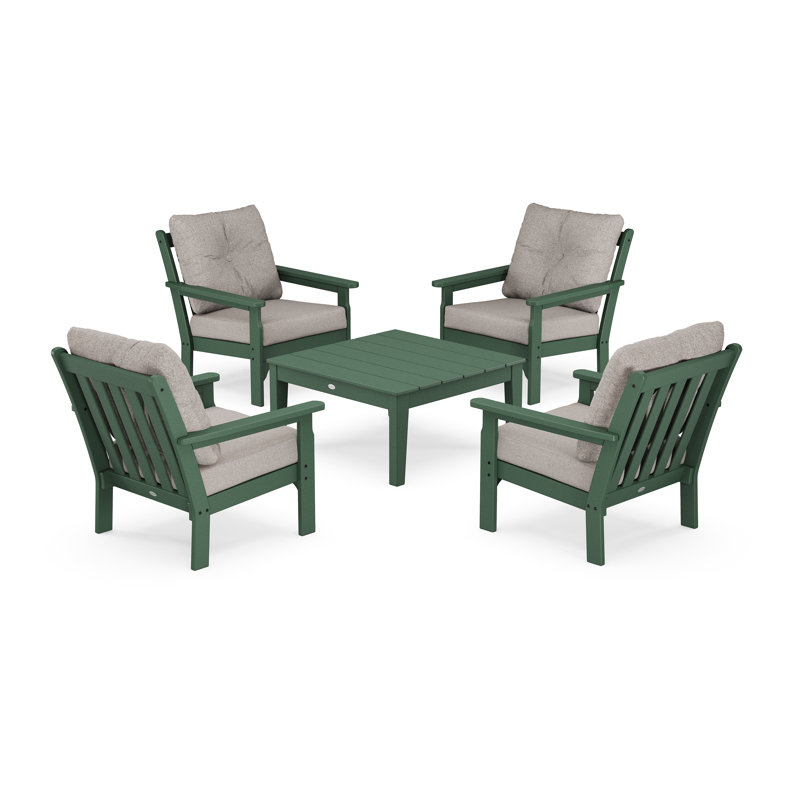 Vineyard 4 - Person Seating Group with Cushions, Weathered Tweed Revolution® Tweed, Green