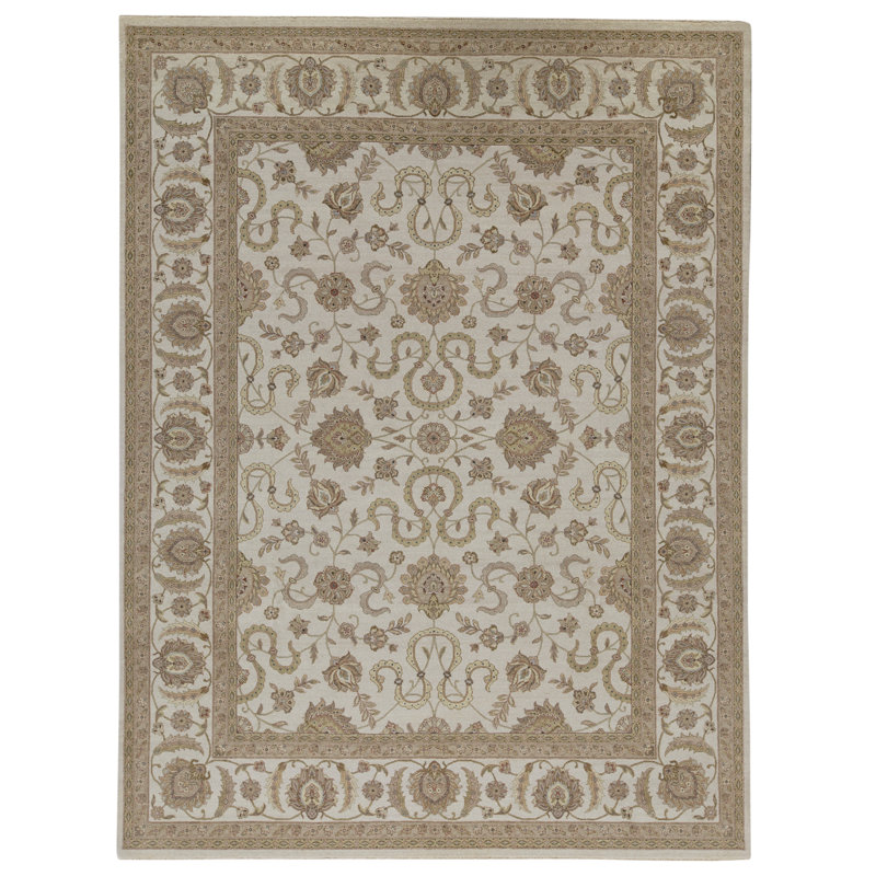 Tapis ivoire noué à la main de haute qualité