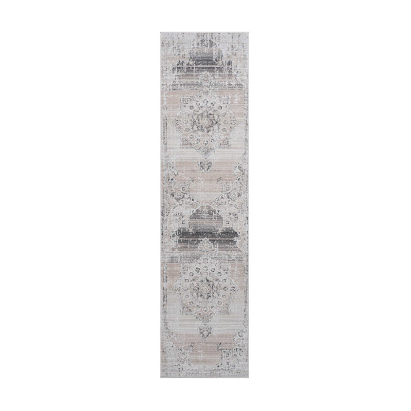 Collection Cream / Medallion Area Rug, Runner 2'2" x 8'