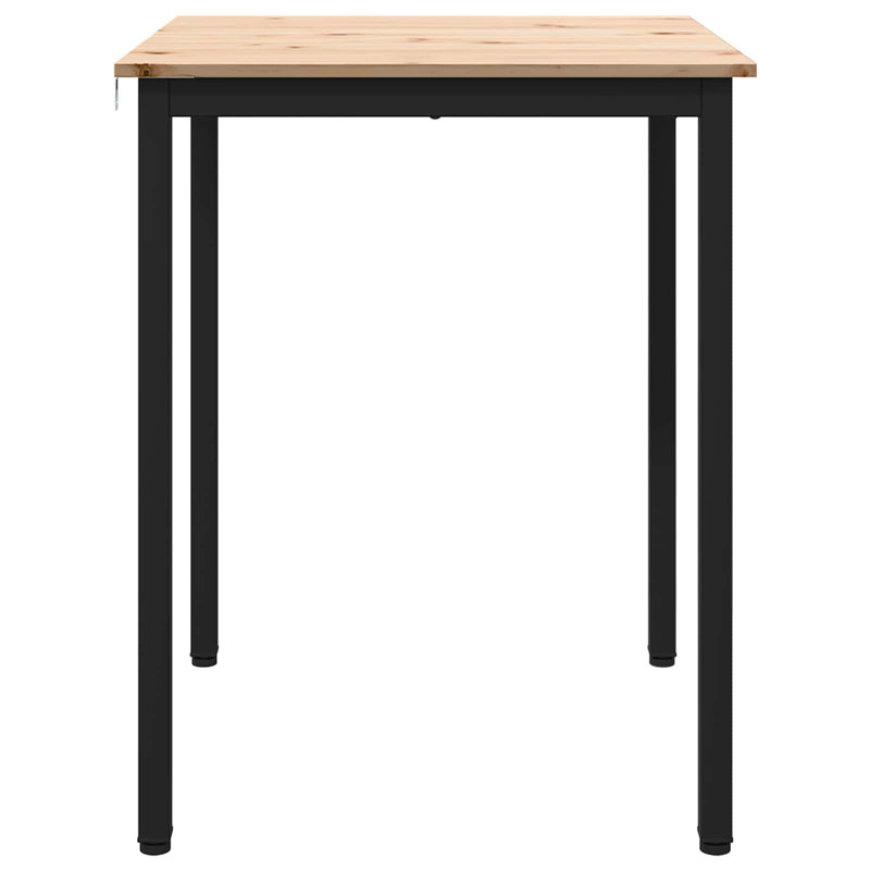 Solid Wood Top Metal Base Dining Table, 75cmH x 60cmL x 60cmW, Natural, Black