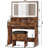Kathryne Vanity with Large LED Mirror, 4 Different Sizes Drawers and Extra Riser Stand, Makeup Table with Outlets for Bedroom-1336832771