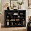 Console élégante à 24 casiers, armoire à chaussures moderne avec base incurvée, buffet polyvalent de haute qualité pour le couloir, la chambre à coucher et le salon-1206544276