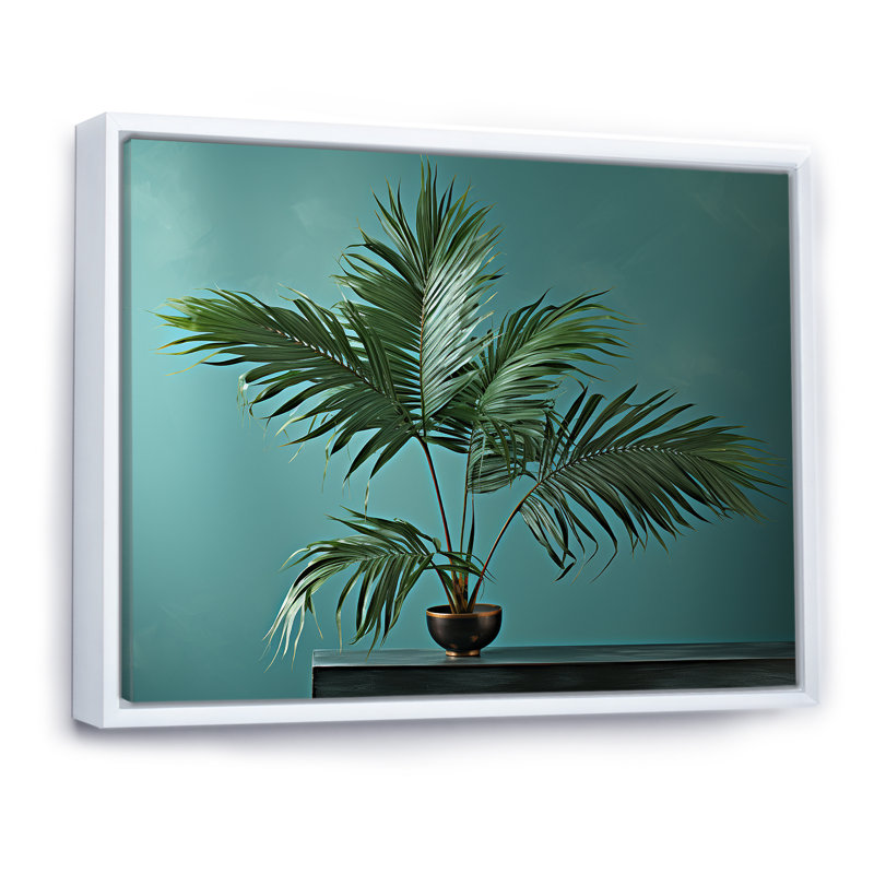«Solitaire Palm Stand Tranquility», reproduction sur toile, Cadre flottant blanc, H 16 po x l 32 po x P 1 po