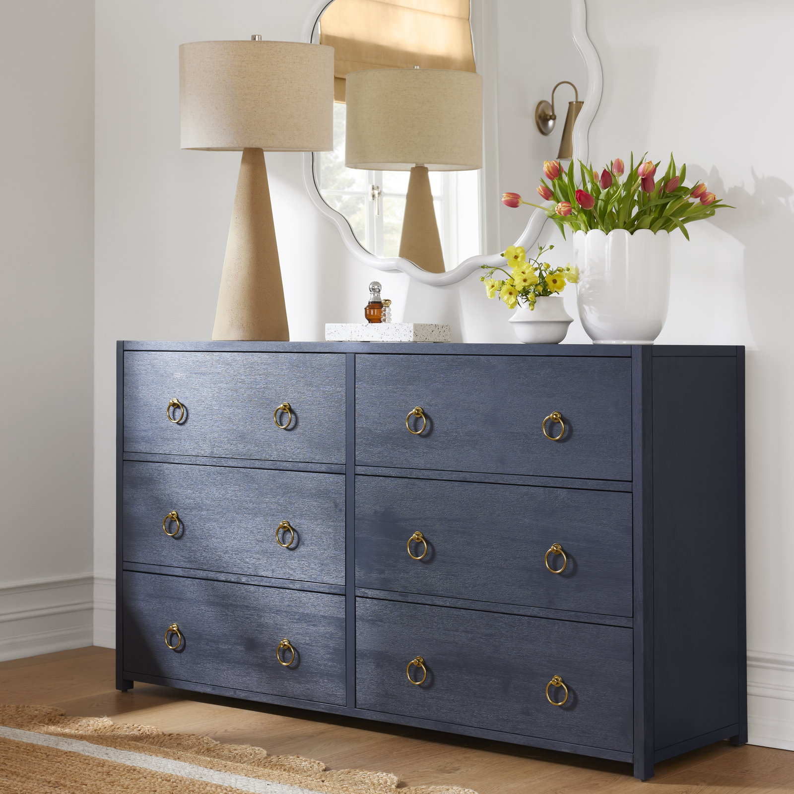 Elin 60" Acacia Dresser, Navy Blue