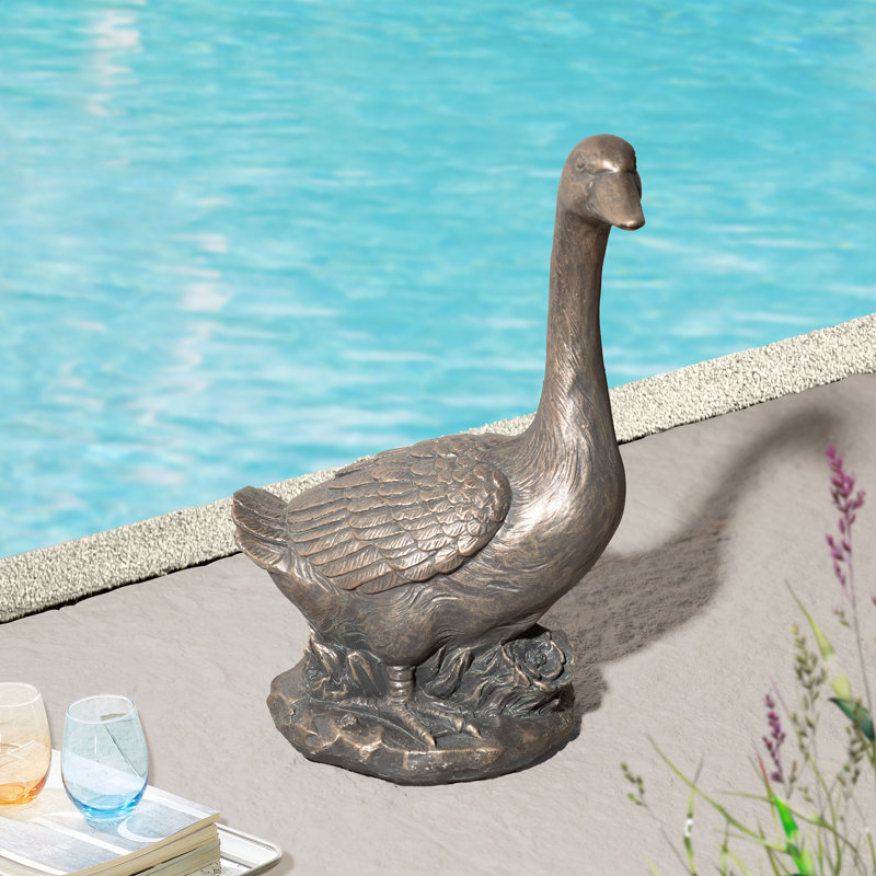 20"H MGO Goose Garden Statue-Bronze, Bronze