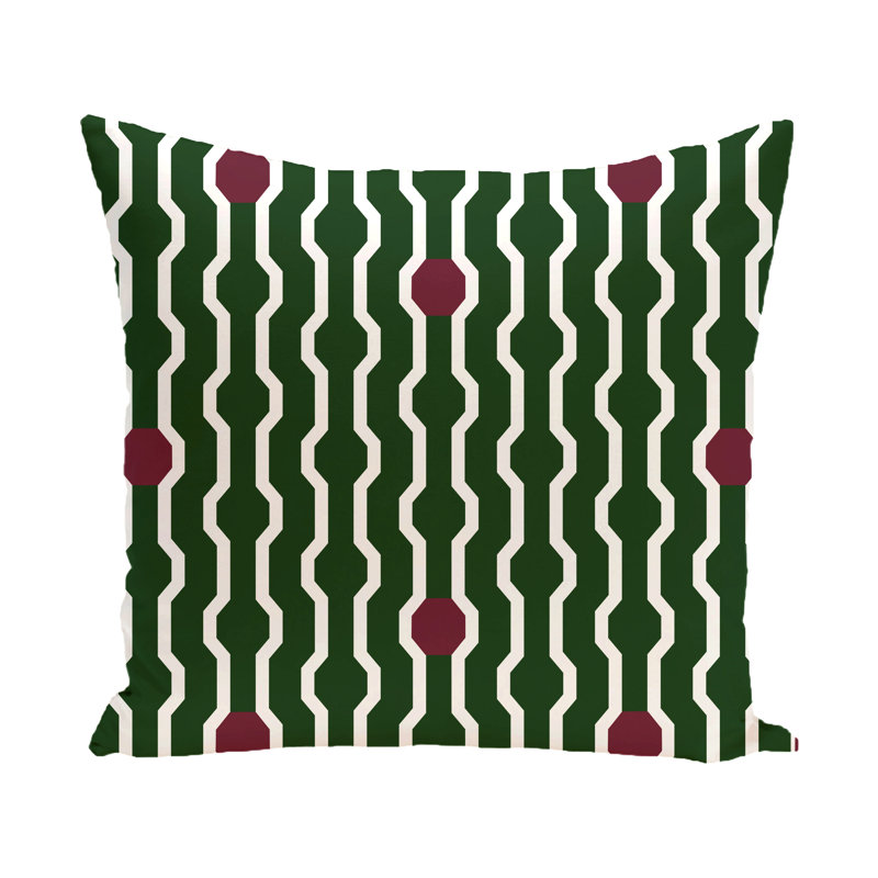 Housse et insert de coussin carré Nuts and Bolts, H 20 po x l 20 po, Vert / Bourgogne